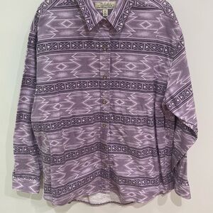Cabela's Purple Chamois Cotton Shirt Aztec Southwest Womens XL Button Flannel